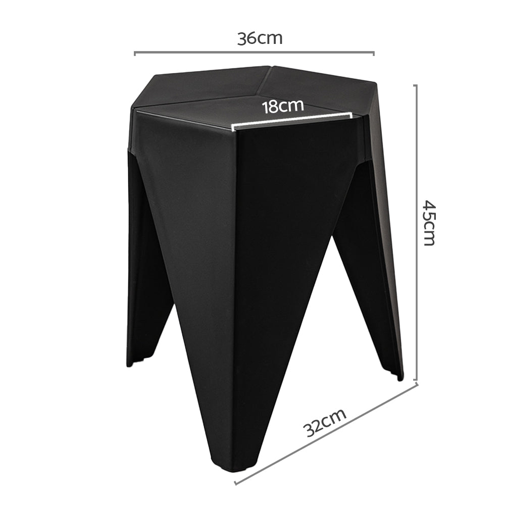 Puzzle Design Stackable Plastic Stools 45cm Black (Set of 2) - Barstool Express