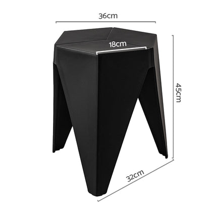 Puzzle Design Stackable Plastic Stools 45cm Black (Set of 2) - Barstool Express