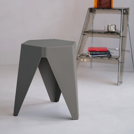 Puzzle Design Stackable Plastic Stools 45cm Grey (Set of 2) - Barstool Express