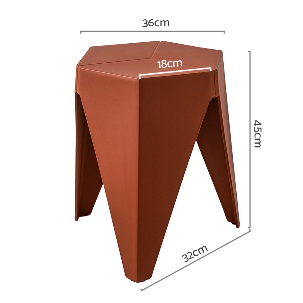 Puzzle Design Stackable Plastic Stools 45cm Red (Set of 2) - Barstool Express