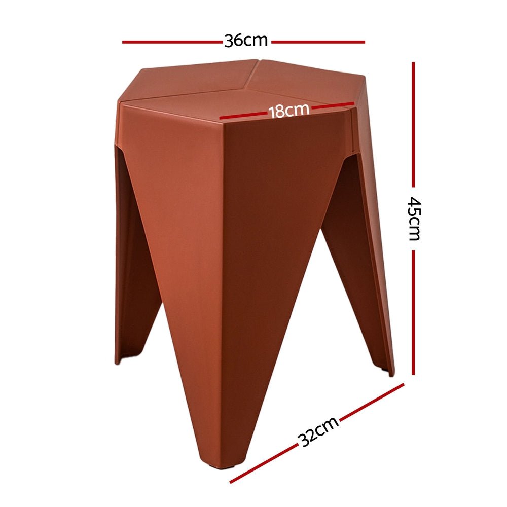 Puzzle Design Stackable Plastic Stools 45cm Red (Set of 4) - Barstool Express