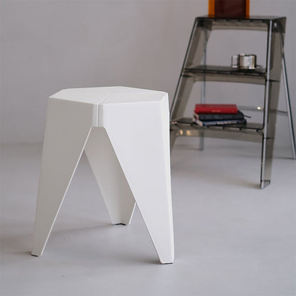 Puzzle Design Stackable Plastic Stools 45cm White (Set of 2) - Barstool Express