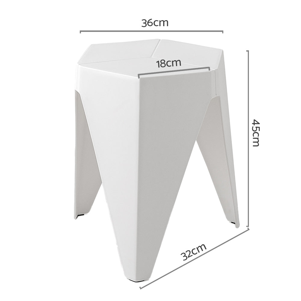 Puzzle Design Stackable Plastic Stools 45cm White (Set of 2) - Barstool Express