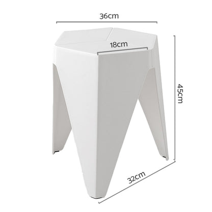 Puzzle Design Stackable Plastic Stools 45cm White (Set of 2) - Barstool Express