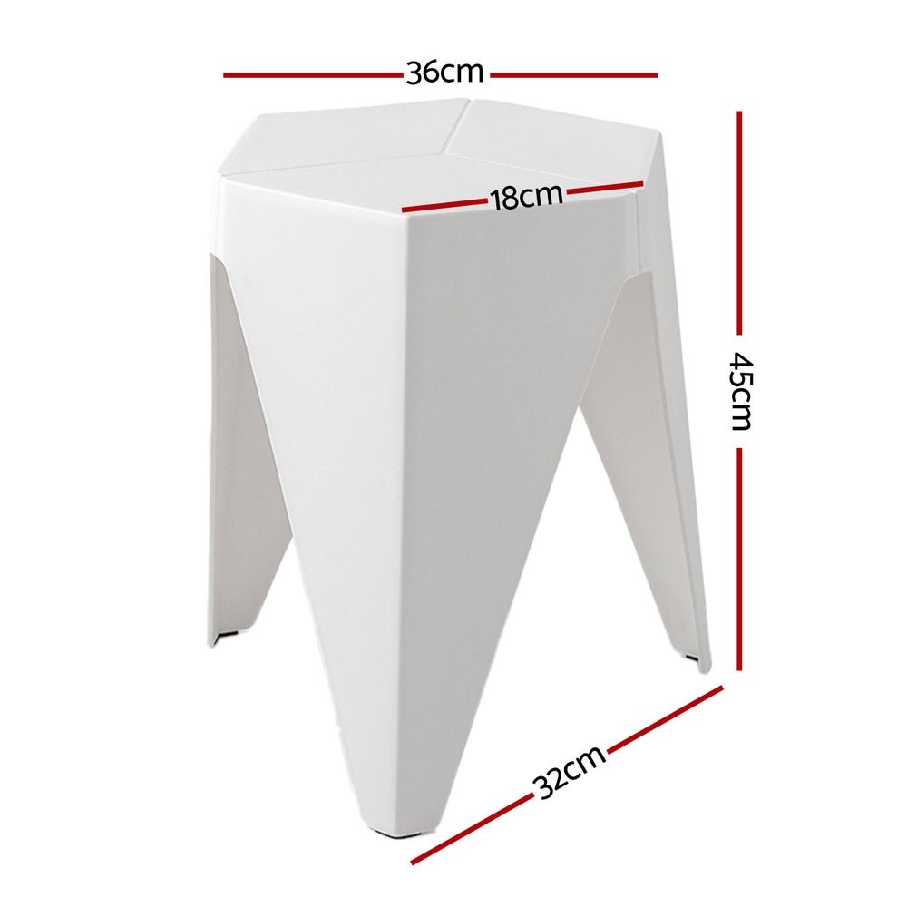 Puzzle Design Stackable Plastic Stools 45cm White (Set of 4) - Barstool Express