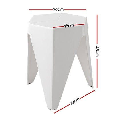 Puzzle Design Stackable Plastic Stools 45cm White (Set of 4) - Barstool Express