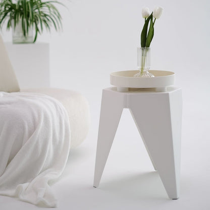Puzzle Design Stackable Plastic Stools 45cm White (Set of 4) - Barstool Express
