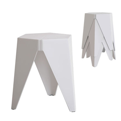 Puzzle Design Stackable Plastic Stools 45cm White (Set of 4) - Barstool Express
