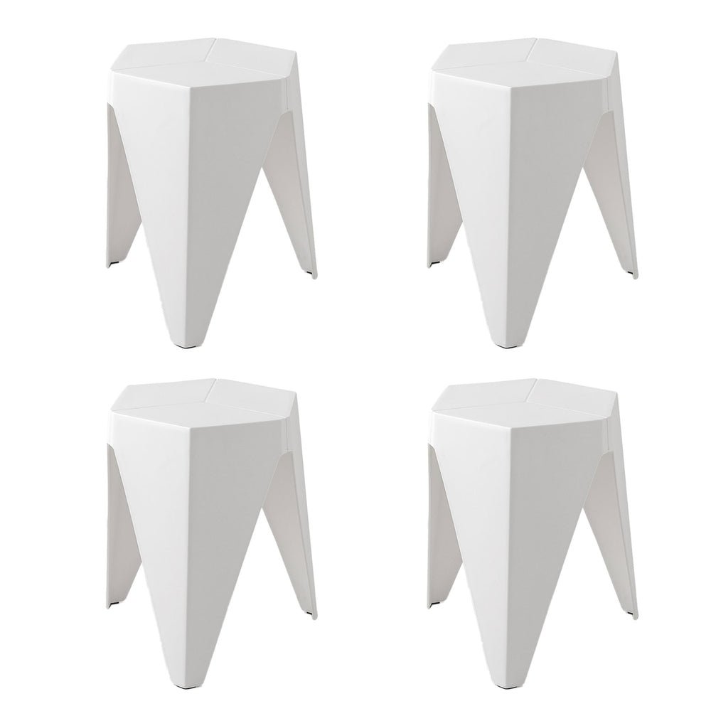 45cm Stool Puzzle Design Plastic Stackable Stools – White 45cm (Set of 4 ...