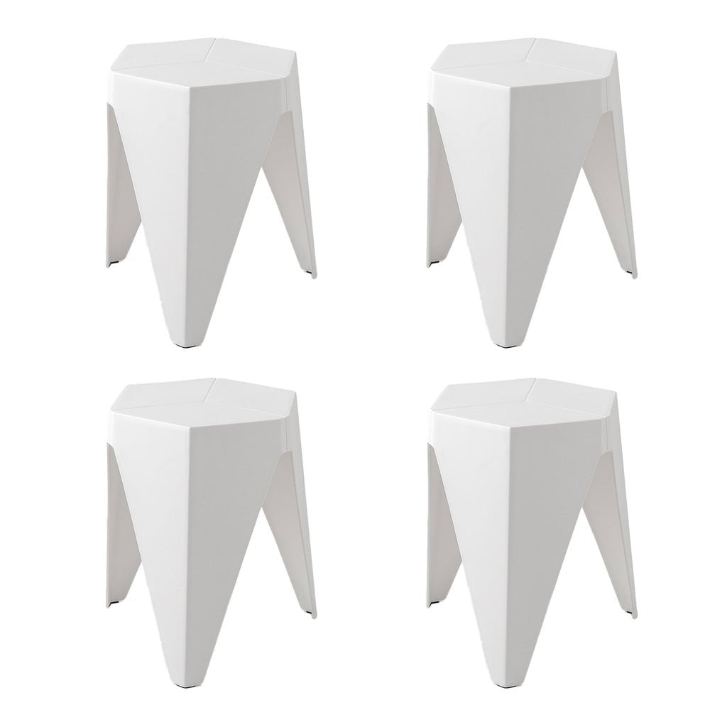 Puzzle Design Stackable Plastic Stools 45cm White (Set of 4) - Barstool Express