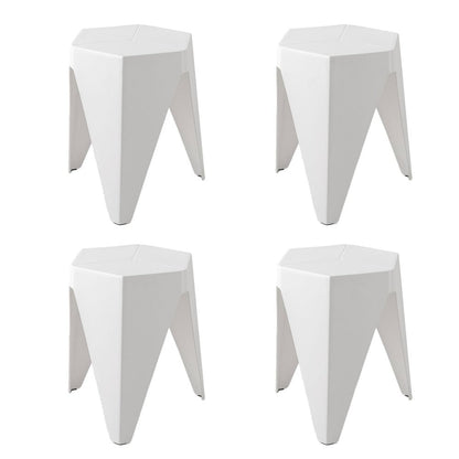 Puzzle Design Stackable Plastic Stools 45cm White (Set of 4) - Barstool Express