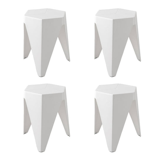 Puzzle Design Stackable Plastic Stools 45cm White (Set of 4) - Barstool Express
