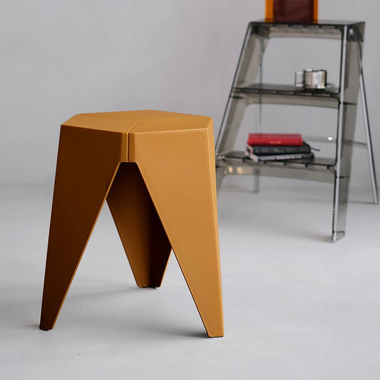 Puzzle Design Stackable Plastic Stools 45cm Yellow (Set of 2) - Barstool Express
