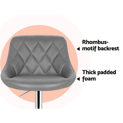 Quil Leather Padded Adjustable Bar Stool Grey (Set of 2) - Barstool Express