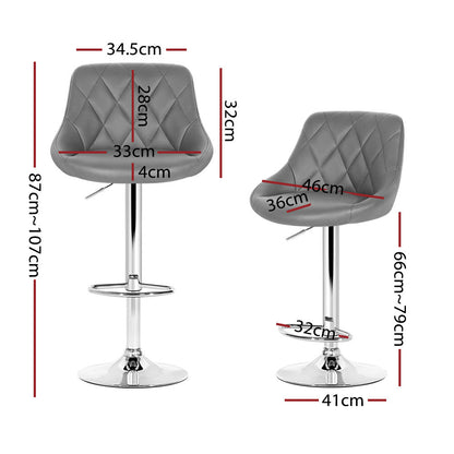 Quil Leather Padded Adjustable Bar Stool Grey (Set of 4) - Barstool Express