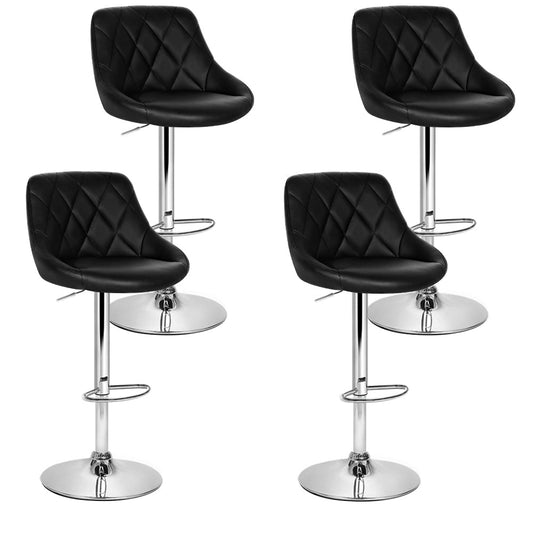 Quil Leather Padded Adjustable Bar Stools Black (Set of 4) - Barstool Express