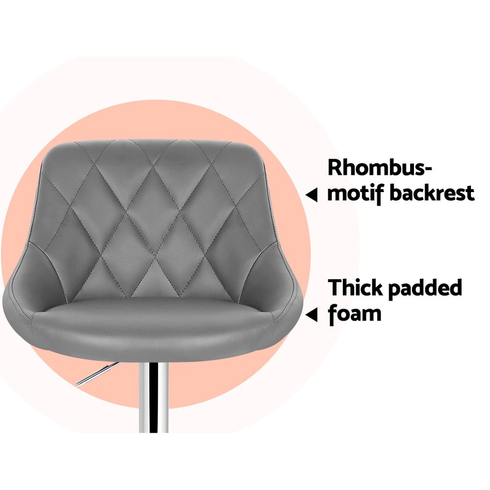 Grey chair with rhombus-patterned backrest and thick padded foam on a white background