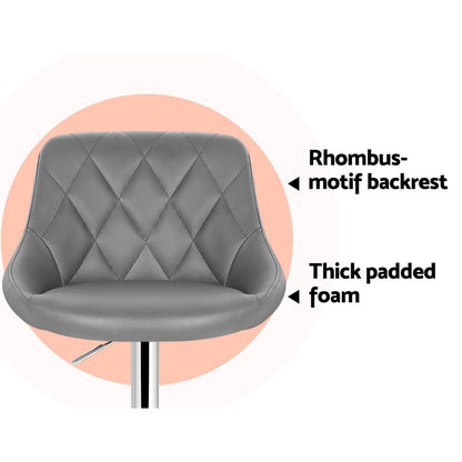 Grey chair with rhombus-patterned backrest and thick padded foam on a white background