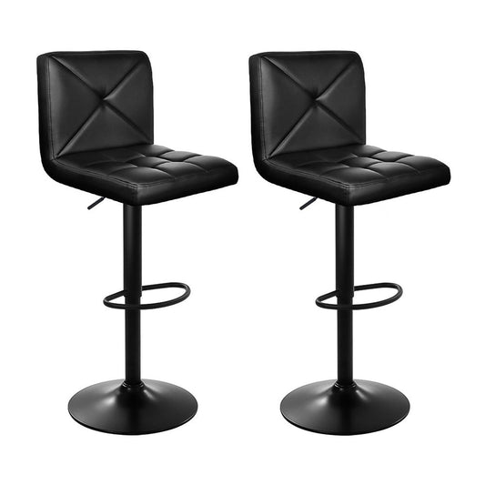 Quinn Leather Padded Adjustable Bar Stools Black (Set of 2) - Barstool Express