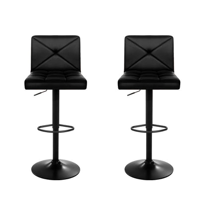 Quinn Leather Padded Adjustable Bar Stools Black (Set of 2) - Barstool Express