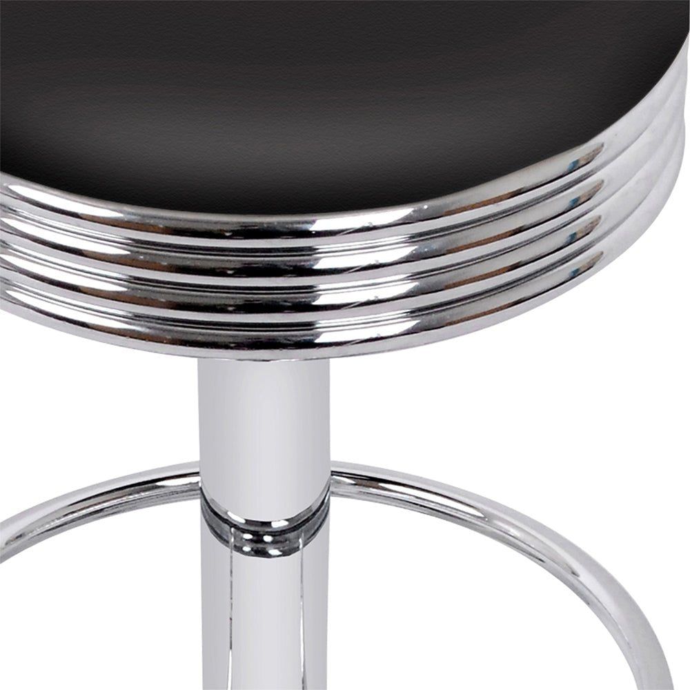 Retro Leather Adjustable Bar Stools Chrome Black (Set of 4) - Barstool Express