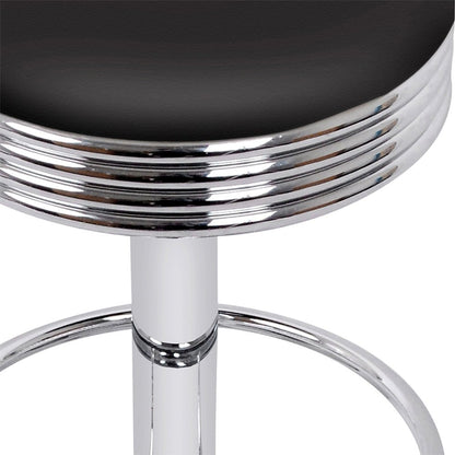 Retro Leather Adjustable Bar Stools Chrome Black (Set of 4) - Barstool Express