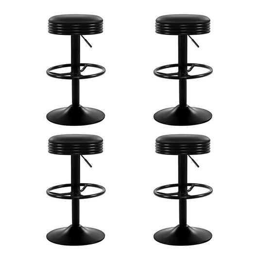 Retro Leather Adjusted Bar Stools Black (Set of 4) - Barstool Express