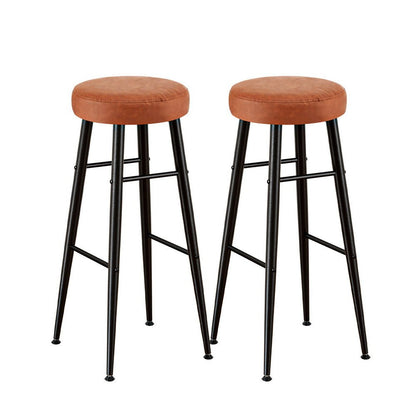 Rio Round Leather Kitchen Dining Bar Stool Brown (Set of 2) - Barstool Express