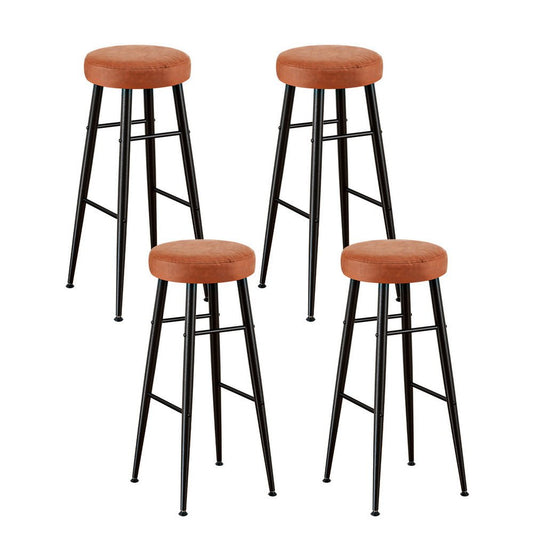 Rio Round Leather Kitchen Dining Bar Stool Brown (Set of 4) - Barstool Express