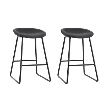 Sadie Leather Padded Bar Stools 65cm Black (Set of 2) - Barstool Express