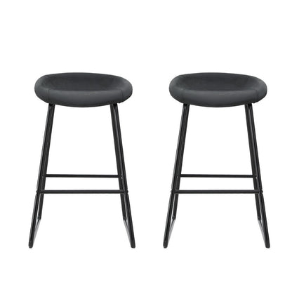 Sadie Leather Padded Bar Stools 65cm Black (Set of 2) - Barstool Express