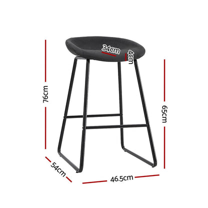 Sadie Leather Padded Bar Stools 65cm Black (Set of 2) - Barstool Express