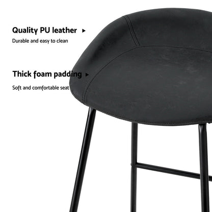 Sadie Leather Padded Bar Stools 65cm Black (Set of 4) - Barstool Express