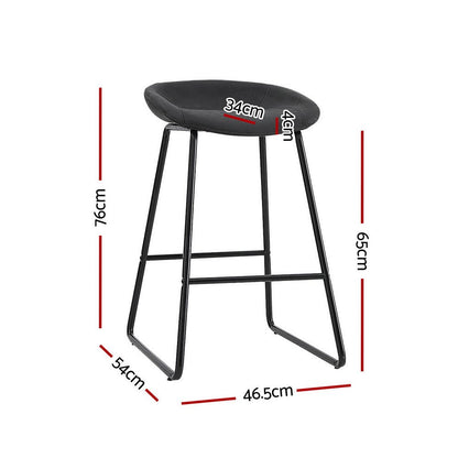 Sadie Leather Padded Bar Stools 65cm Black (Set of 4) - Barstool Express