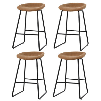 Sadie Leather Padded Bar Stools 65cm Brown (Set of 4) - Barstool Express