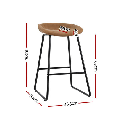 Sadie Leather Padded Bar Stools 65cm Brown (Set of 4) - Barstool Express