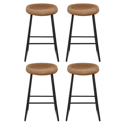 Sadie Leather Padded Bar Stools 65cm Brown (Set of 4) - Barstool Express