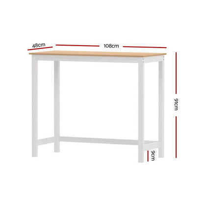 Skye Bar Table Rectangular 108cm White & Pine - Barstool Express