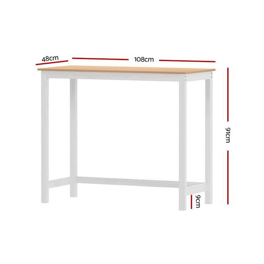 Skye Bar Table Rectangular 108cm White & Pine - Barstool Express