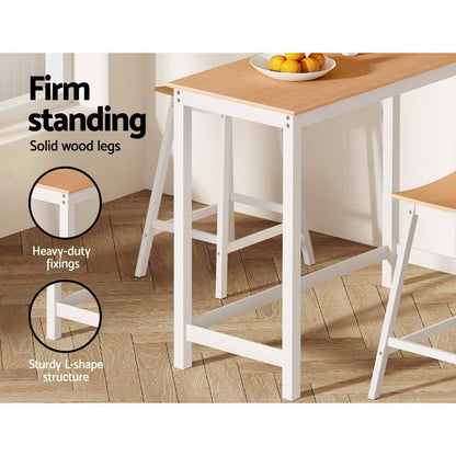Skye Bar Table Rectangular 108cm White & Pine - Barstool Express
