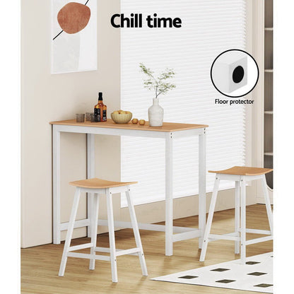 Skye Bar Table Rectangular 108cm White & Pine - Barstool Express