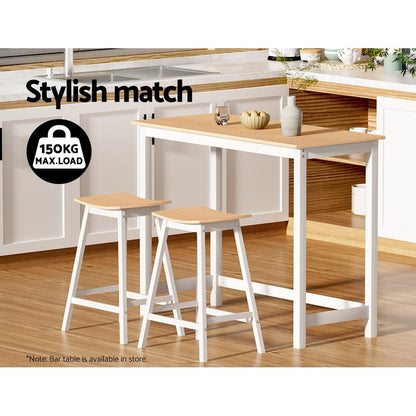 Skye Saddle Bar Stools 66cm White & Pine (Set of 2) - Barstool Express