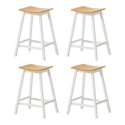 Skye Saddle Bar Stools 66cm White & Pine (Set of 4) - Barstool Express