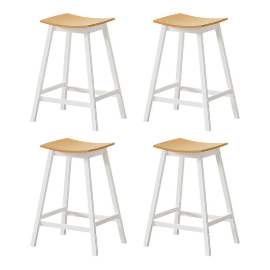 Skye Saddle Bar Stools 66cm White & Pine (Set of 4) - Barstool Express
