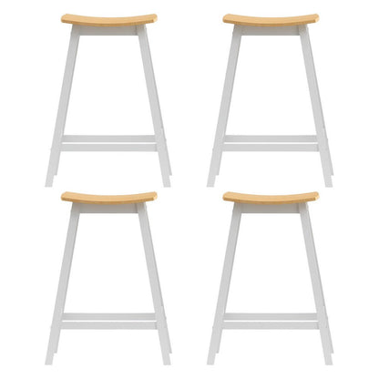 Skye Saddle Bar Stools 66cm White & Pine (Set of 4) - Barstool Express