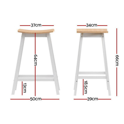 Skye Saddle Bar Stools 66cm White & Pine (Set of 4) - Barstool Express