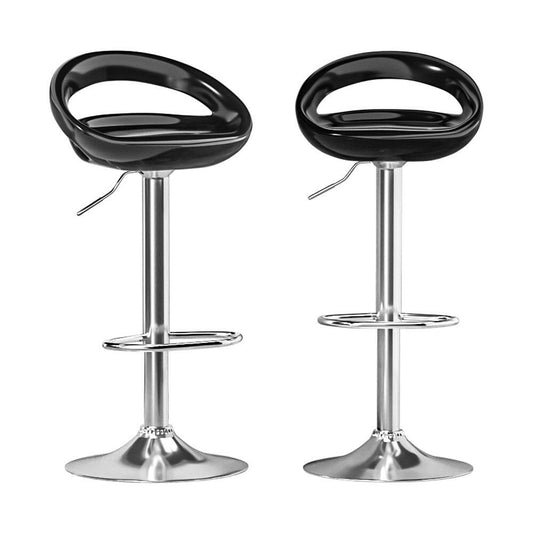 Sven Plastic Adjustable Bar Stool Chrome & Black (Set of 2) - Barstool Express