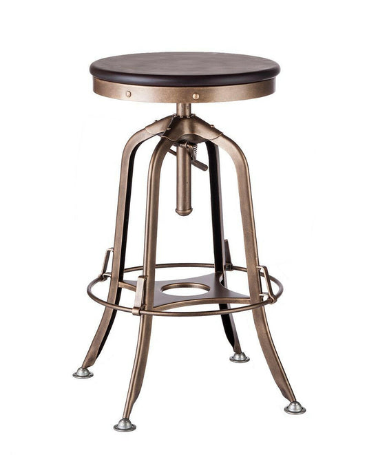 Taj Adjustable Swivel Bar Stool – French Brass Finish - Barstool Express
