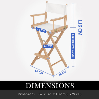 Tall Director Folding Chair 76cm Beechwood Natural - Barstool Express