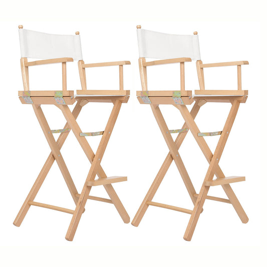 Tall Director Folding Chair 76cm Beechwood Natural (Set of 2) - Barstool Express